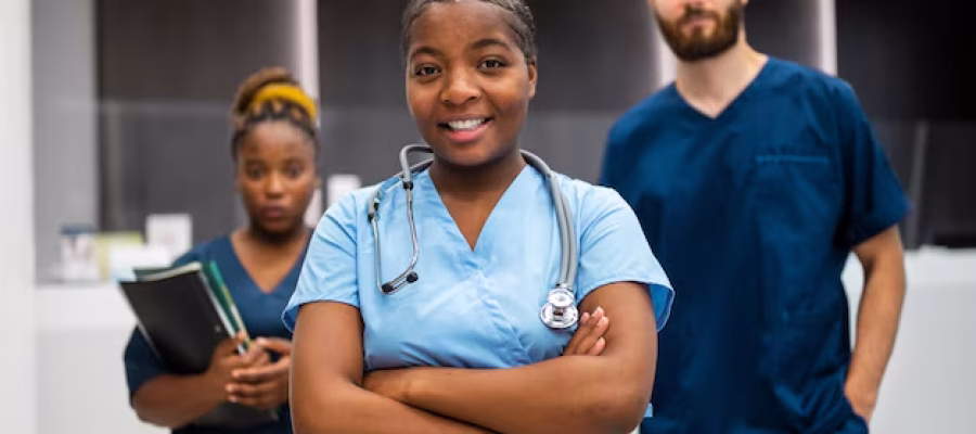 front-view-black-nurses-work_52683-98097 IMAGE